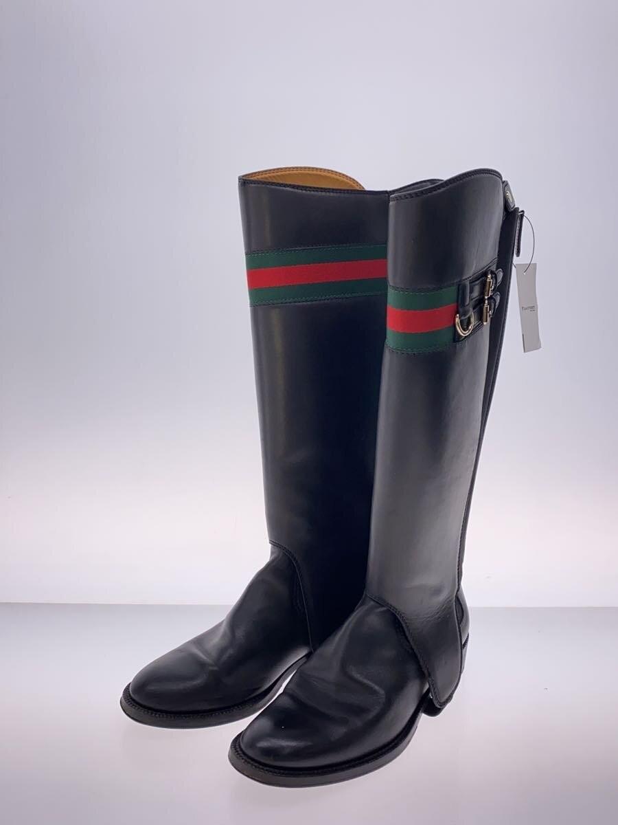 GUCCI 2way Long Boots Shoes Sherry Line EU 36 US 6 Black Authentic