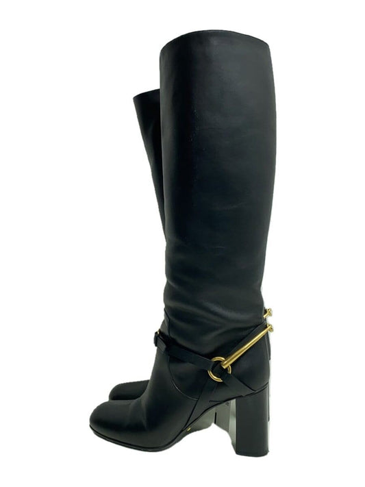 GUCCI Long Boots Shoes EU 38.5 US 8.5 Leather Black Authentic