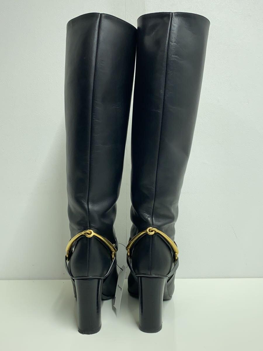 GUCCI Long Boots Shoes EU 38.5 US 8.5 Leather Black Authentic