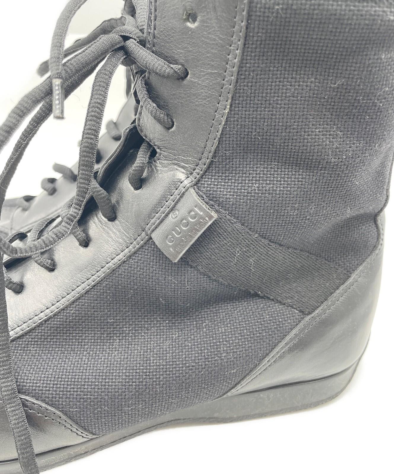 GUCCI Lace-up Boots Shoes EU 42.5 US 9 Black Authentic