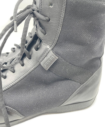 GUCCI Lace-up Boots Shoes EU 42.5 US 9 Black Authentic