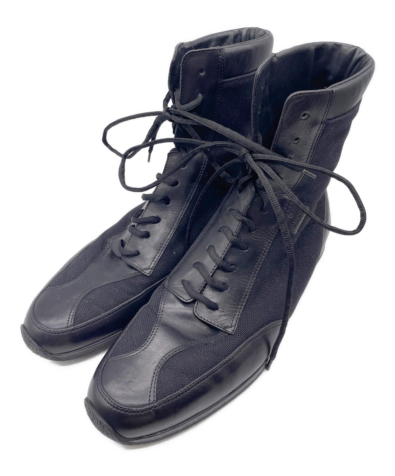 GUCCI Lace-up Boots Shoes EU 42.5 US 9 Black Authentic