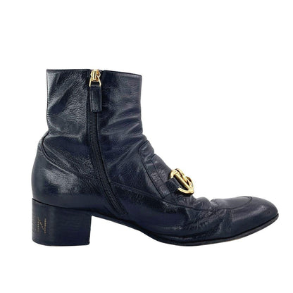 GUCCI Boots Shoes Horsebit EU 43.5 US 10 Leather Black Authentic