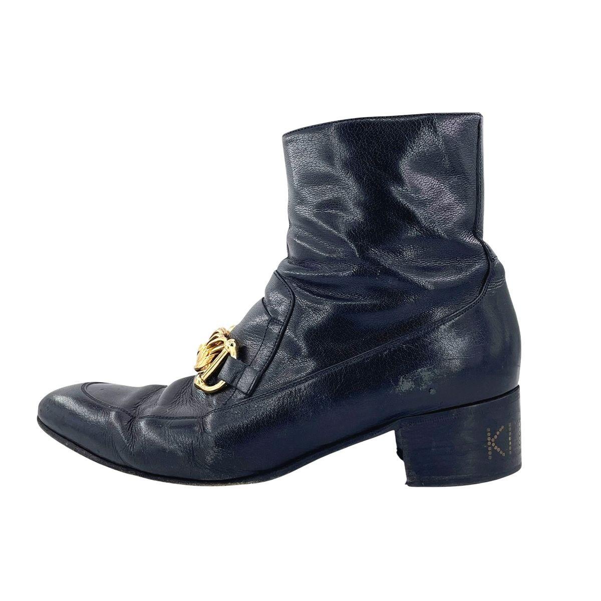 GUCCI Boots Shoes Horsebit EU 43.5 US 10 Leather Black Authentic