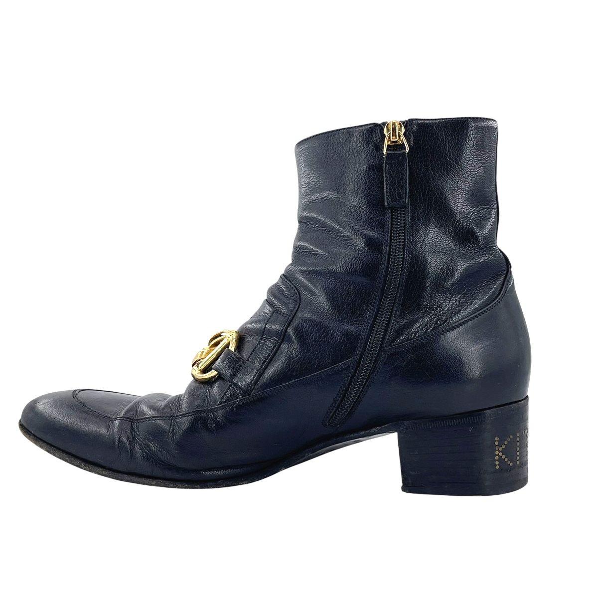 GUCCI Boots Shoes Horsebit EU 43.5 US 10 Leather Black Authentic