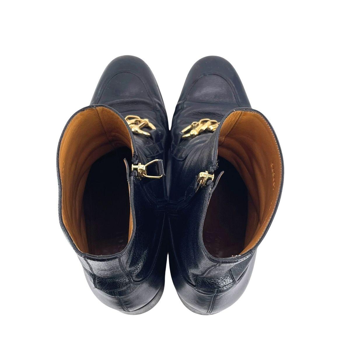 GUCCI Boots Shoes Horsebit EU 43.5 US 10 Leather Black Authentic