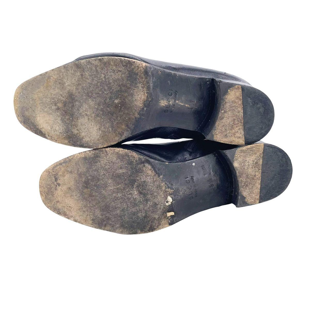 GUCCI Boots Shoes Horsebit EU 43.5 US 10 Leather Black Authentic