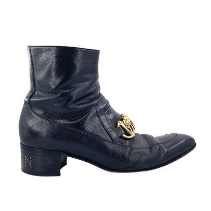 GUCCI Boots Shoes Horsebit EU 43.5 US 10 Leather Black Authentic