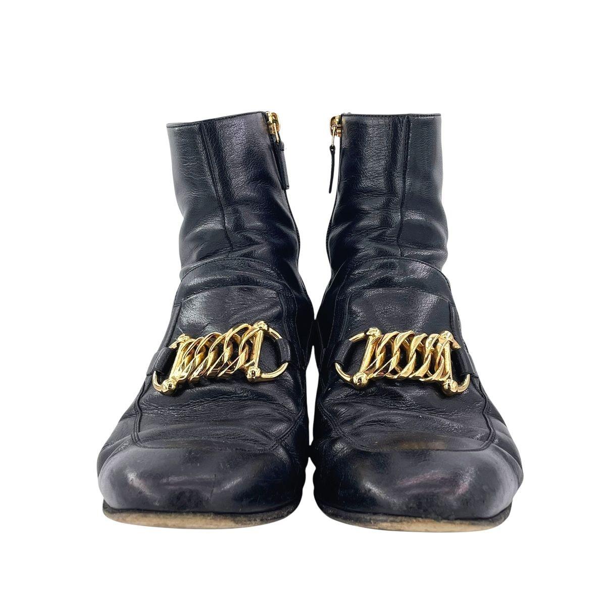 GUCCI Boots Shoes Horsebit EU 43.5 US 10 Leather Black Authentic