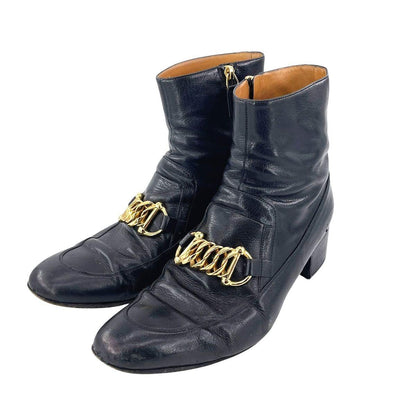 GUCCI Boots Shoes Horsebit EU 43.5 US 10 Leather Black Authentic