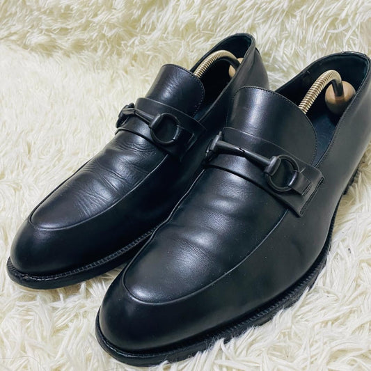 GUCCI Loafers Shoes Horsebit EU 42.5 US 9.0 Leather Black Authentic