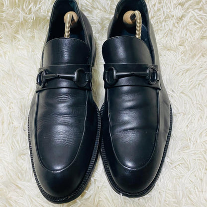 GUCCI Loafers Shoes Horsebit EU 42.5 US 9.0 Leather Black Authentic