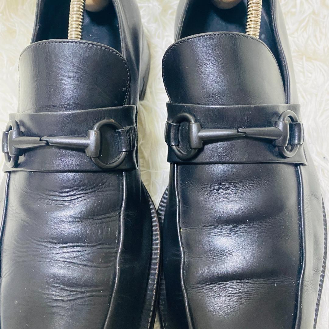 GUCCI Loafers Shoes Horsebit EU 42.5 US 9.0 Leather Black Authentic