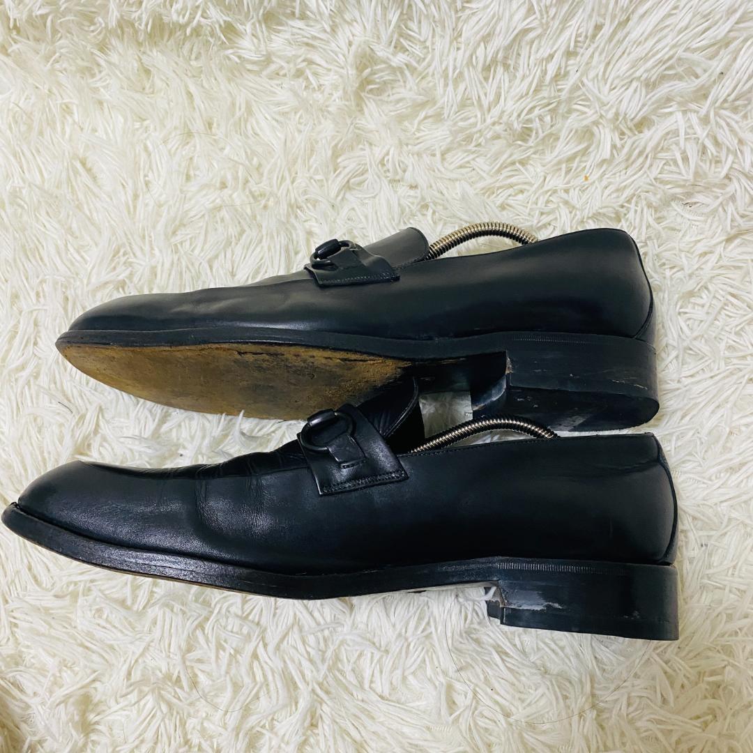 GUCCI Loafers Shoes Horsebit EU 42.5 US 9.0 Leather Black Authentic