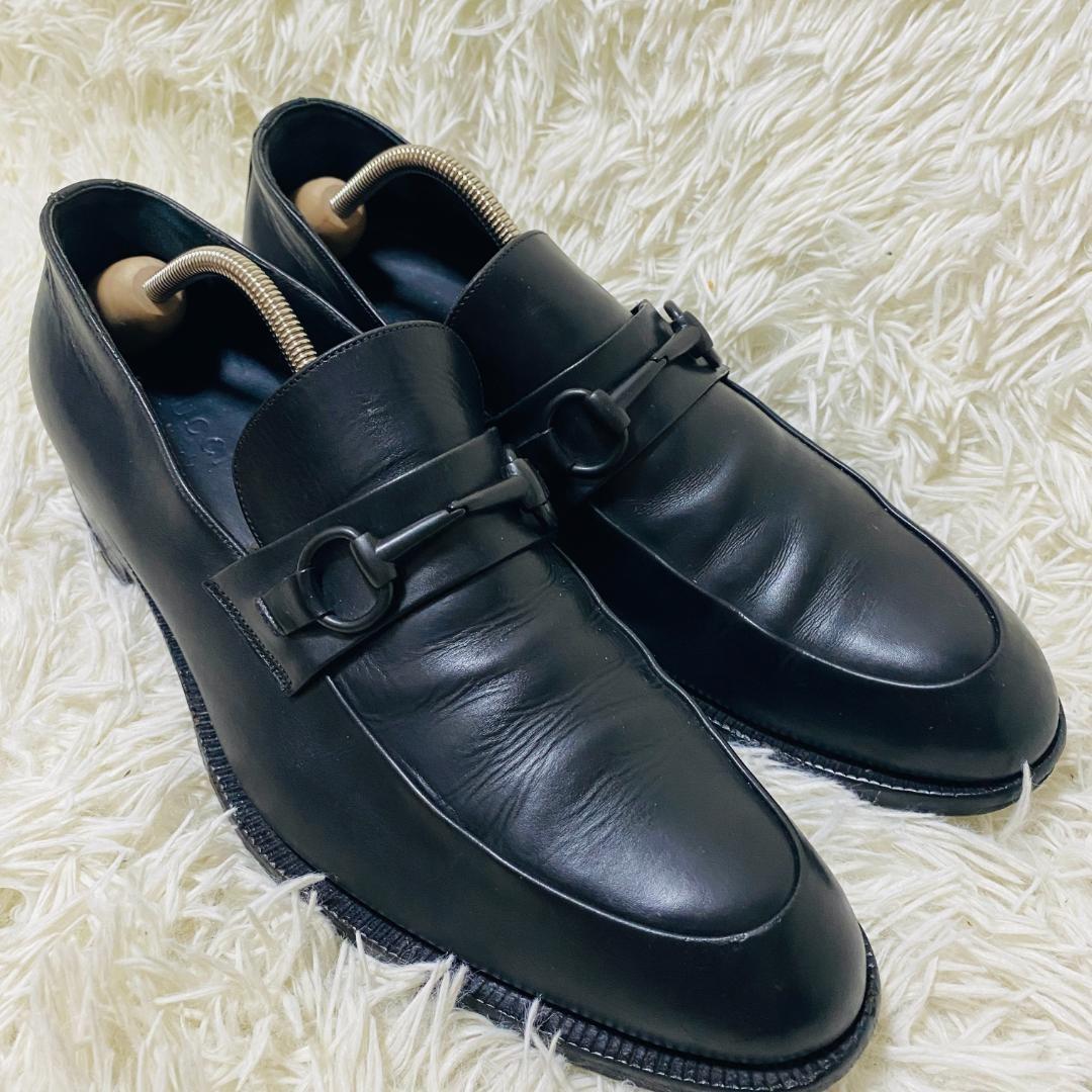 GUCCI Loafers Shoes Horsebit EU 42.5 US 9.0 Leather Black Authentic