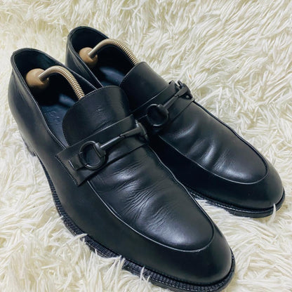 GUCCI Loafers Shoes Horsebit EU 42.5 US 9.0 Leather Black Authentic