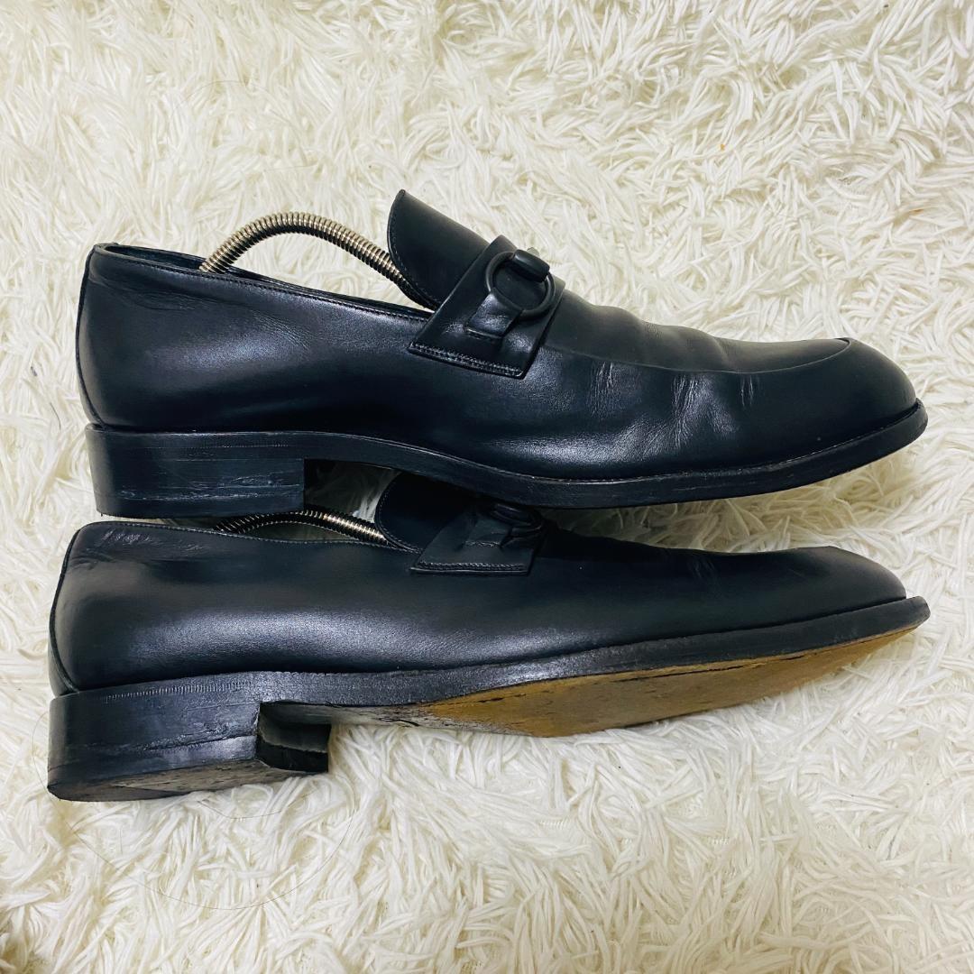 GUCCI Loafers Shoes Horsebit EU 42.5 US 9.0 Leather Black Authentic