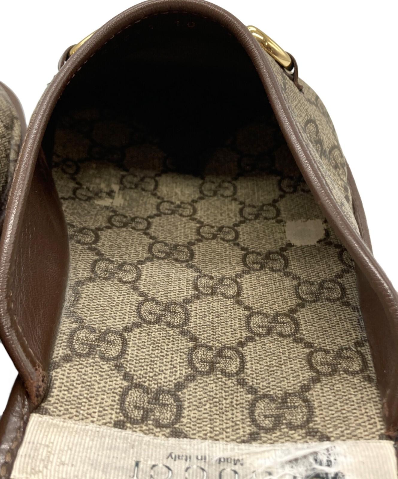 Gucci Slide Sandals Shoes GG Horsebit EU 44 US 10.5 Canvas Beige Authentic