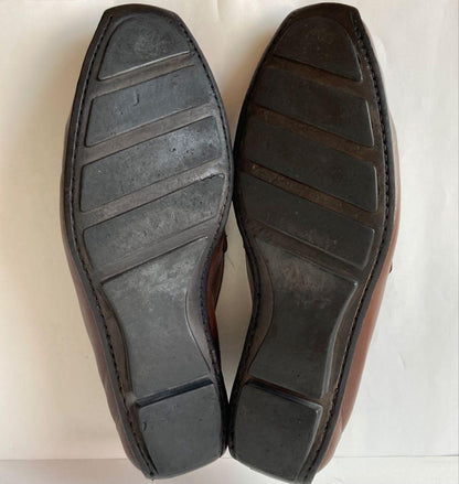 GUCCI Loafers Shoes Horsebit EU 41 US 7.5 Leather Dark Brown Authentic