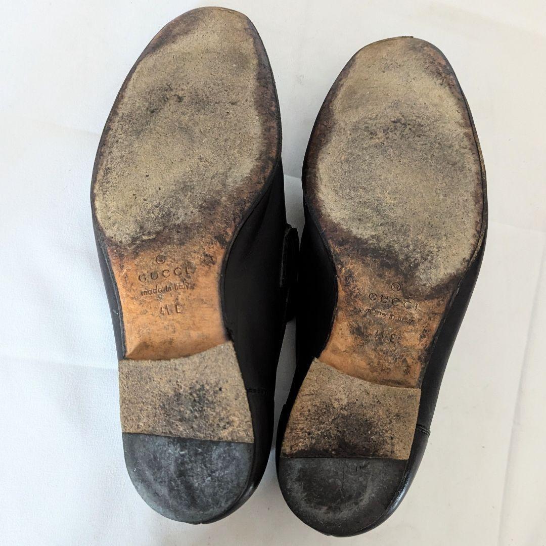 GUCCI Loafers Shoes Horsebit Sherry Line EU 41 US 7.5 Leather Black Authentic