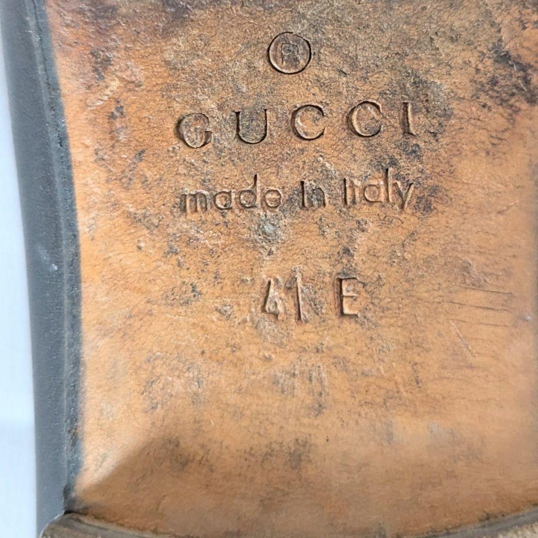 GUCCI Loafers Shoes Horsebit Sherry Line EU 41 US 7.5 Leather Black Authentic