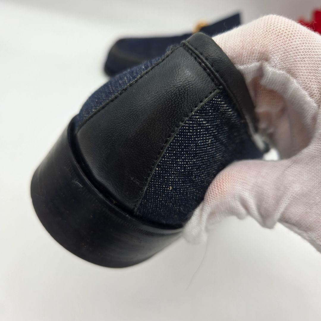 GUCCI Loafers Shoes Horsebit EU 41.5 US 8 Denim Leather Navy Authentic