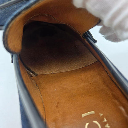GUCCI Loafers Shoes Horsebit EU 41.5 US 8 Denim Leather Navy Authentic