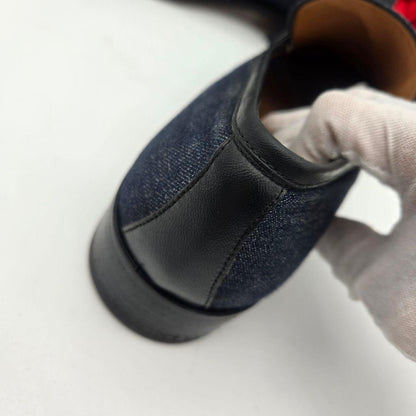 GUCCI Loafers Shoes Horsebit EU 41.5 US 8 Denim Leather Navy Authentic