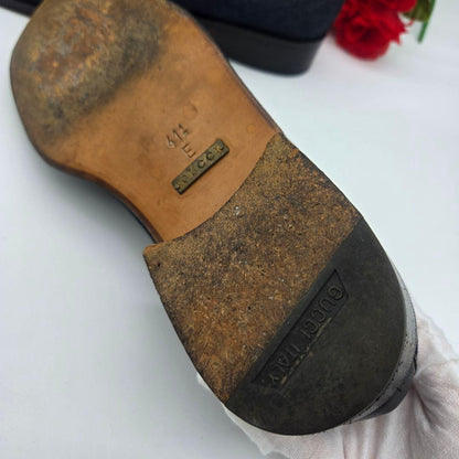 GUCCI Loafers Shoes Horsebit EU 41.5 US 8 Denim Leather Navy Authentic