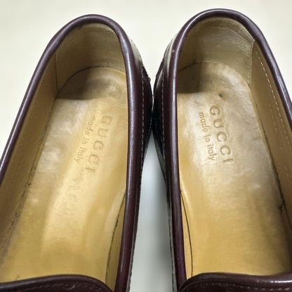 GUCCI Loafers Shoes Horsebit GG EU 43 US 9.5 Burgundy Authentic