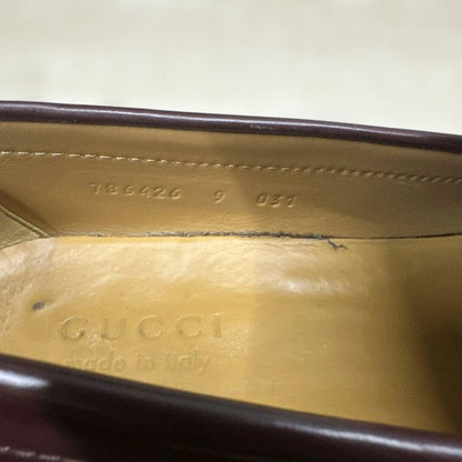 GUCCI Loafers Shoes Horsebit GG EU 43 US 9.5 Burgundy Authentic
