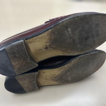 GUCCI Loafers Shoes Horsebit GG EU 43 US 9.5 Burgundy Authentic