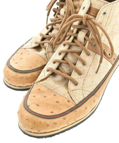 GUCCI Sneakers Shoes High-cut EU 42 US 8.5 Beige Authentic