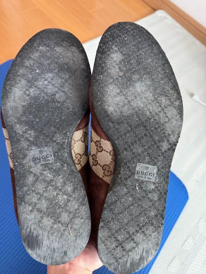 GUCCI Sneakers Shoes GG Low-cut EU 42.5 US 9 Suede Brown Authentic