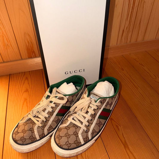 GUCCI Sneakers Shoes GG Sherry Line Low-cut EU 41.5 US 8 Authentic