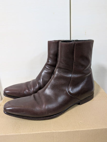 GUCCI Boots Shoes EU 40.5 US 7 Leather Brown Authentic