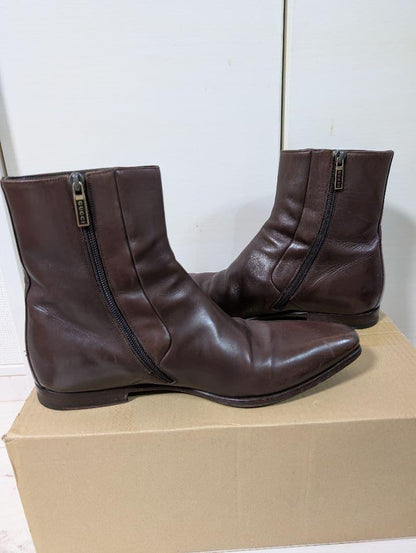 GUCCI Boots Shoes EU 40.5 US 7 Leather Brown Authentic