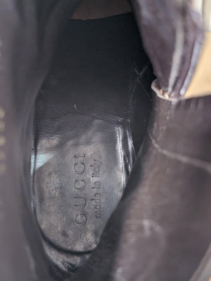 GUCCI Boots Shoes EU 40.5 US 7 Leather Brown Authentic