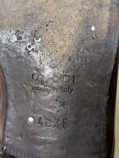 GUCCI Boots Shoes EU 40.5 US 7 Leather Brown Authentic