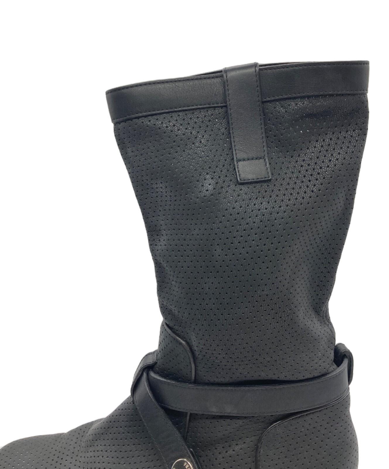 FENDI Punching Boots Shoes EU 38 US 8 Black Authentic