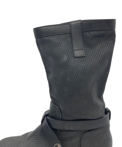 FENDI Punching Boots Shoes EU 38 US 8 Black Authentic