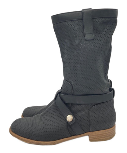 FENDI Punching Boots Shoes EU 38 US 8 Black Authentic