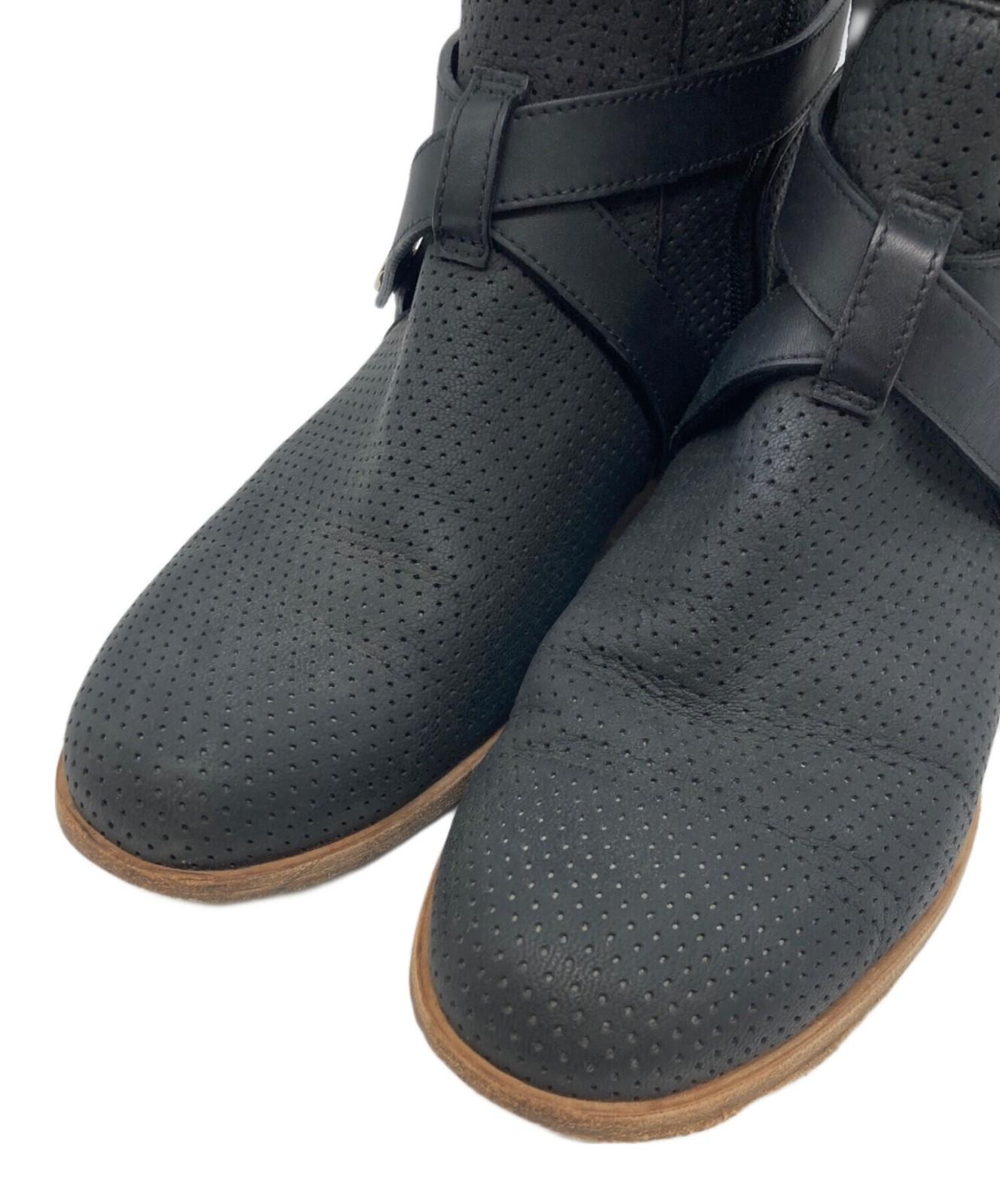 FENDI Punching Boots Shoes EU 38 US 8 Black Authentic