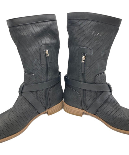 FENDI Punching Boots Shoes EU 38 US 8 Black Authentic