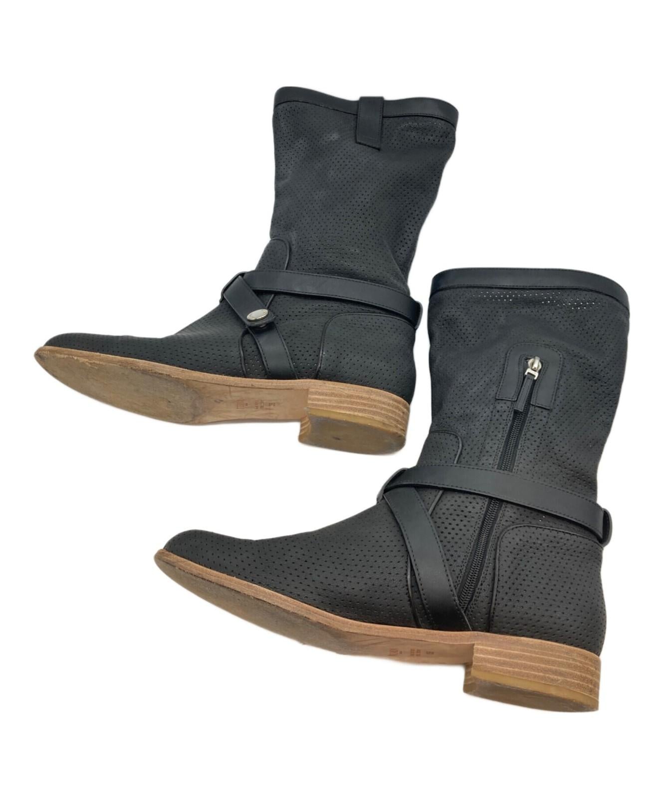 FENDI Punching Boots Shoes EU 38 US 8 Black Authentic