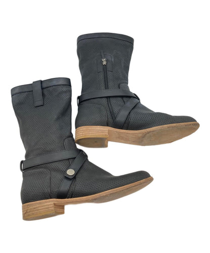 FENDI Punching Boots Shoes EU 38 US 8 Black Authentic