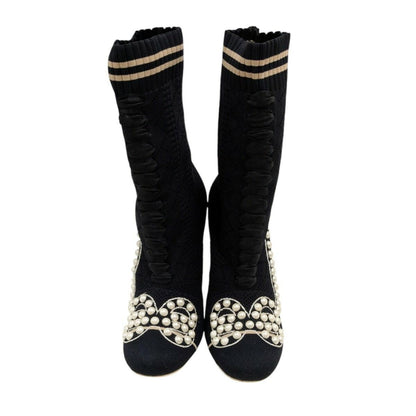 FENDI Sock Boots Shoes EU 37 US 7 Black Authentic