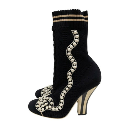 FENDI Sock Boots Shoes EU 37 US 7 Black Authentic