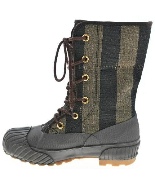 FENDI Sneakers Shoes High-Cut EU 36 US 6 Beige Brown Authentic