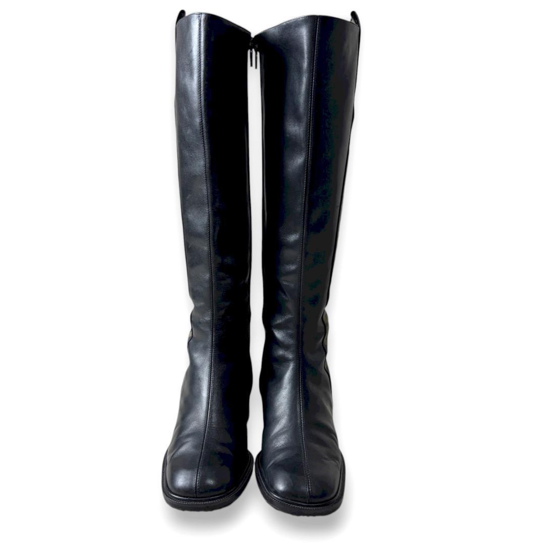 FENDI Long Boots Shoes Logo EU 35 US 5 Leather Black Authentic